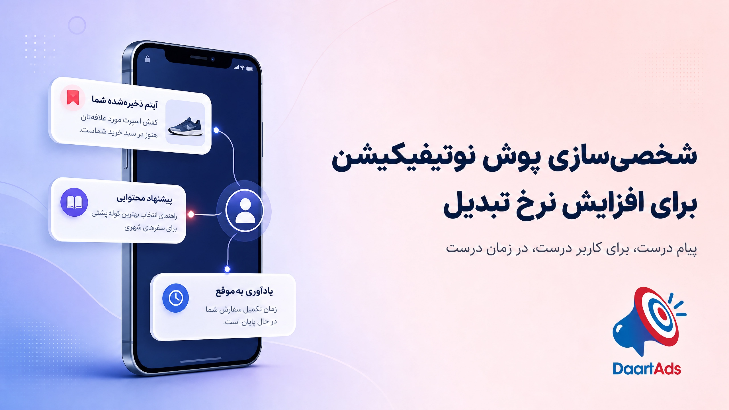 شخصی سازی پوش نوتیفیکیشن با پیامهای متناسب با رفتار و علاقه کاربران - دارت ادز